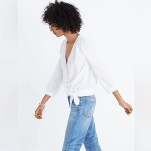 Madewell Wrap Top in Eyelet White - S